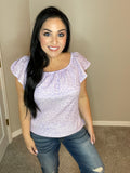 Small XXXL Lavender Ruffled Sleeve