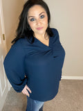 S M 3X High Low Bubble Sleeve Blouse