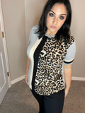 Small Only - Solid Slender Stripes & Animal Print Top