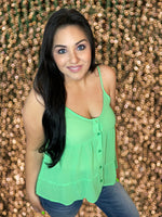 SMALL ONLY Kelly Green Button Up Tank Top