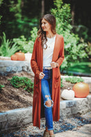 XXXL Jess Lea Rust Spiced Up Long Pocket Cardigan