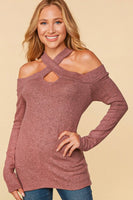 S XXL XXXL Criss Cross Banded Cut Out Halter Cold Shoulder