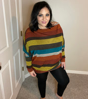 XXL XXXL - Slouchy Striped Dolman Long Sleeve