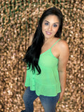 SMALL ONLY Kelly Green Button Up Tank Top