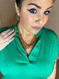 Small - Kelly Green Dolman Sleeve Mandarin Neck Top