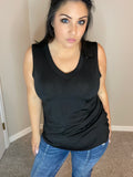 Small Only - Sleeveless Bulgari Solid Black V-Neck