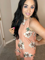 2X Halter Peach Floral Dress