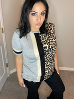 Small Only - Solid Slender Stripes & Animal Print Top