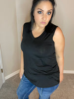 Small Only - Sleeveless Bulgari Solid Black V-Neck