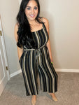 Small Only - Striped Tank Top Jumpsuit With Wide Leg