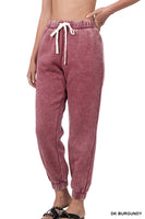 XXXL Dark Burgundy Acid Wash Fleece Sweatpants