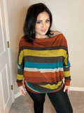 XXL XXXL - Slouchy Striped Dolman Long Sleeve