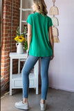 Small Only - Kelly Green Dolman Sleeve Mandarin Neck Top