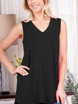 Small Only - Sleeveless Bulgari Solid Black V-Neck