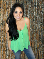 SMALL ONLY Kelly Green Button Up Tank Top