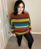 XXL XXXL - Slouchy Striped Dolman Long Sleeve