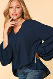 S M 3X High Low Bubble Sleeve Blouse