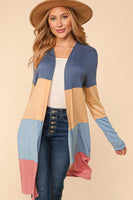 2X 3X French Terry Color Block Cardigan
