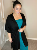 S M - Black Open Cardigan With Side Slits