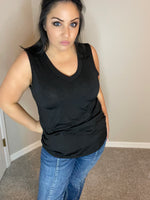 Small Only - Sleeveless Bulgari Solid Black V-Neck