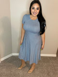 S Only - Navy Striped Stretchy Dress