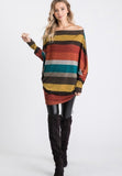 XXL XXXL - Slouchy Striped Dolman Long Sleeve