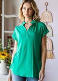 Small Only - Kelly Green Dolman Sleeve Mandarin Neck Top