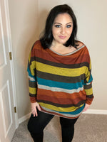 XXL XXXL - Slouchy Striped Dolman Long Sleeve