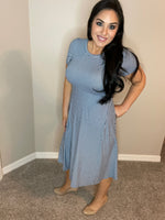 S Only - Navy Striped Stretchy Dress