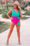 Large - Jess Lea Laying Poolside Color Block Swimsuit