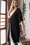 S M - Black Open Cardigan With Side Slits