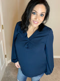 S M 3X High Low Bubble Sleeve Blouse