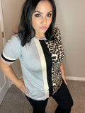 Small Only - Solid Slender Stripes & Animal Print Top