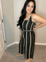 Small Only - Striped Tank Top Jumpsuit With Wide Leg