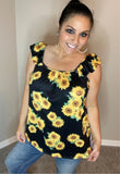 S - Sunflower Ruffled Sleeve Tank Top