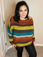 XXL XXXL - Slouchy Striped Dolman Long Sleeve